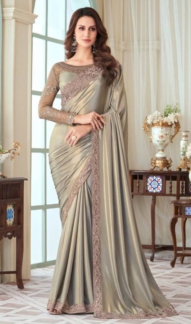 Silversilk embroidered silk-saree