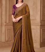 Deep gold georgette embroidered -saree