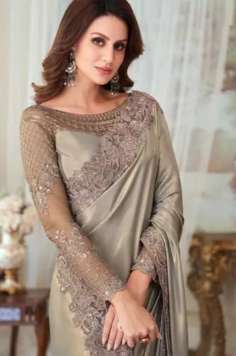 Silversilk embroidered silk-saree