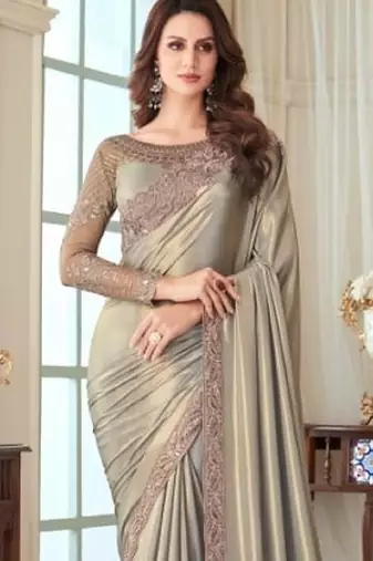 Silversilk embroidered silk-saree