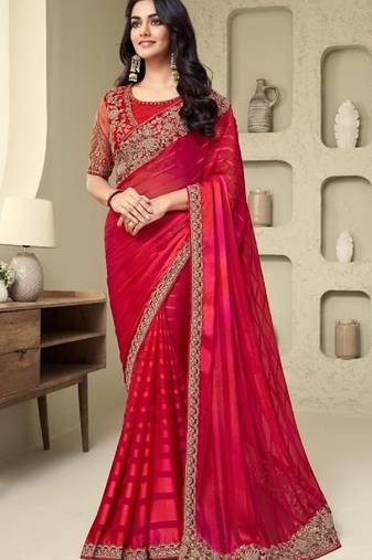 Redsilk embroidered silk-saree