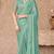 Turquoise green georgette embroidered party-wear-saree