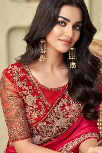 Redsilk embroidered silk-saree