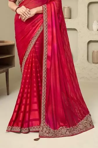 Redsilk embroidered silk-saree