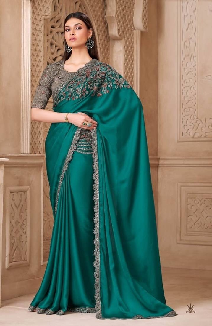 Tealsilk embroidered silk-saree