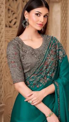 Tealsilk embroidered silk-saree 2