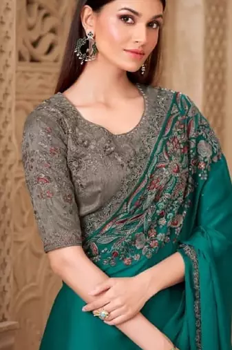 Tealsilk embroidered silk-saree
