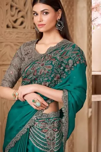 Tealsilk embroidered silk-saree