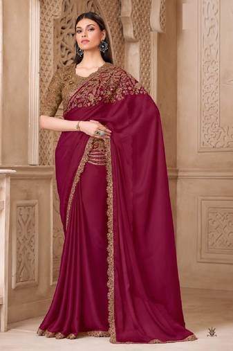 Maroonsilk embroidered silk-saree