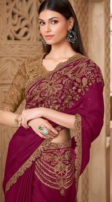 Maroonsilk embroidered silk-saree 3