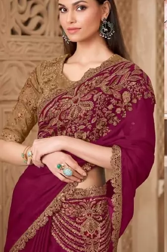 Maroonsilk embroidered silk-saree