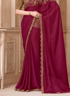Maroonsilk embroidered silk-saree 4