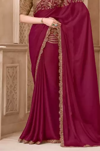Maroonsilk embroidered silk-saree