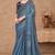 Blue silver georgette embroidered party-wear-saree