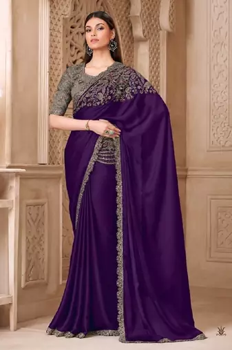 Purplesilk embroidered silk-saree