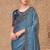 Blue silver georgette embroidered party-wear-saree