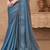 Blue silver georgette embroidered party-wear-saree