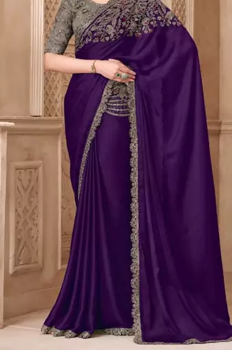 Purplesilk embroidered silk-saree