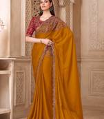 Mustardsilk embroidered silk-saree