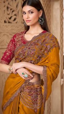 Mustardsilk embroidered silk-saree 3