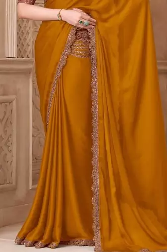 Mustardsilk embroidered silk-saree