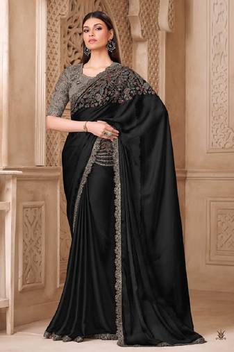 Blacksilk embroidered silk-saree