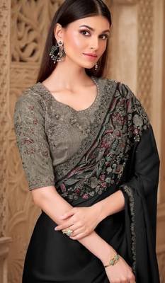 Blacksilk embroidered silk-saree 2