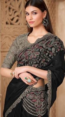 Blacksilk embroidered silk-saree 3