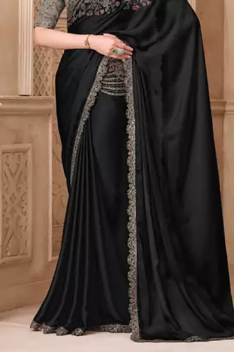 Blacksilk embroidered silk-saree