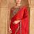 Orange red chiffon embroidered bridal-saree