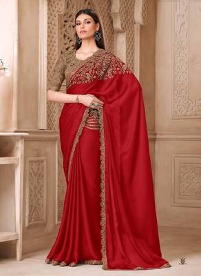 Redsilk embroidered silk-saree 1