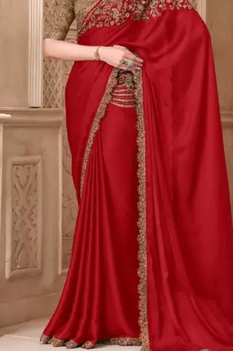 Redsilk embroidered silk-saree