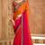 Orange pink chiffon embroidered -saree