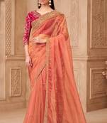 Orangesilk embroidered silk-saree