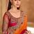 Orange pink chiffon embroidered -saree