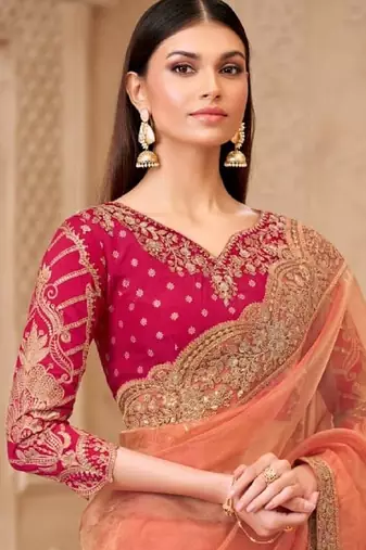 Orangesilk embroidered silk-saree