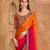 Orange pink chiffon embroidered -saree