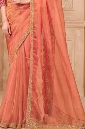 Orangesilk embroidered silk-saree