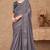Grey georgette embroidered party-wear-saree