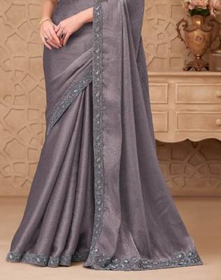 Grey georgette embroidered party-wear-saree 4