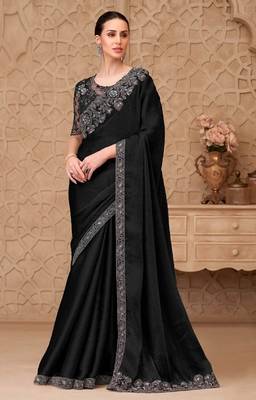 Black georgette embroidered party-wear-saree 1
