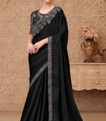Black georgette embroidered party-wear-saree