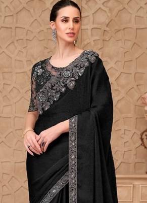 Black georgette embroidered party-wear-saree 3