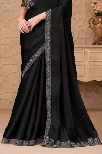 Black georgette embroidered party-wear-saree