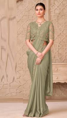 Sea green georgette embroidered -saree 3