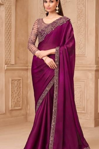 Purple georgette embroidered -saree