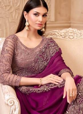 Purple georgette embroidered -saree 2