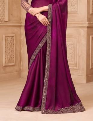 Purple georgette embroidered -saree 3