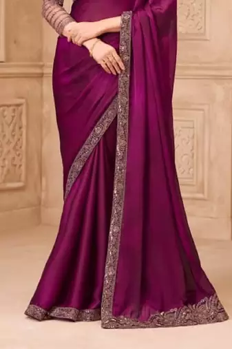 Purple georgette embroidered -saree