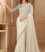Off white georgette embroidered -saree
